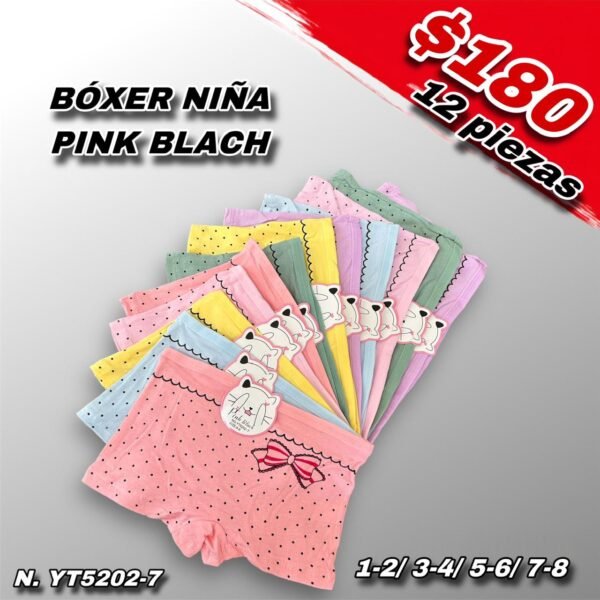 BOXER NIÑA PINK BLACH