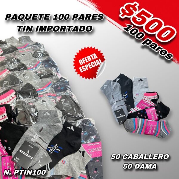 BULTO TIN 100 PARES CABALLERO Y DAMA