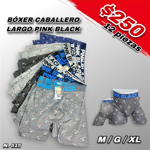 BOXER LARGO CABALLERO PINK BLACK
