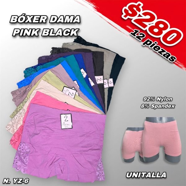 BOXER DAMA PINK BLACK