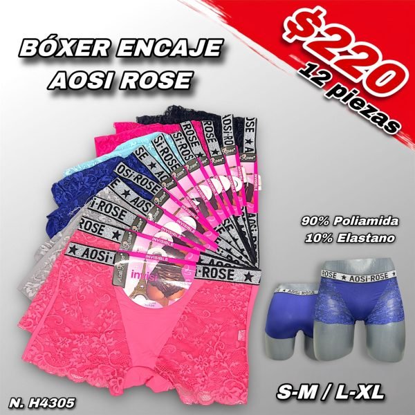 BOXER ENCAJE AOSI ROSE