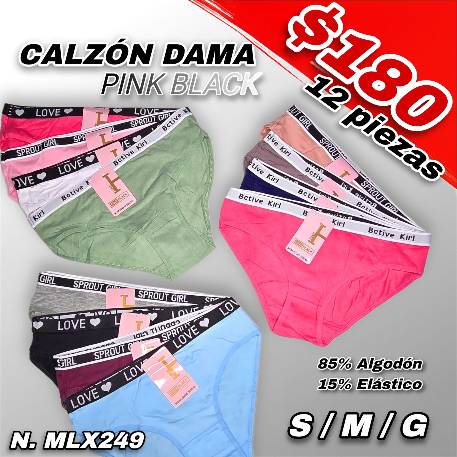 CALZÓN DAMA PINK BLACK