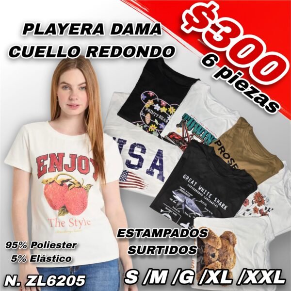 PLAYERA DAMA CUELLO REDONDO