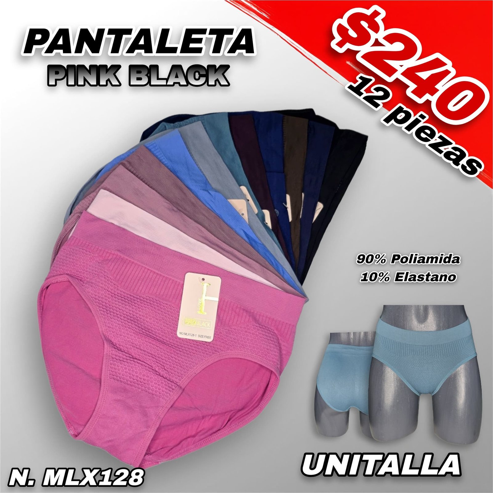 PANTALETA DAMA PINK BLACK