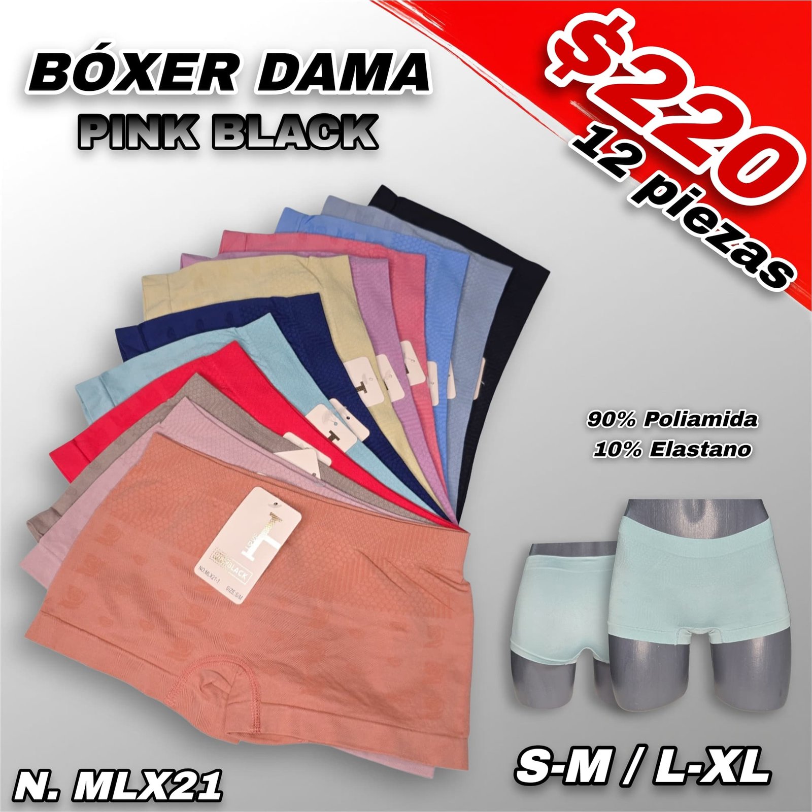 BÓXER DAMA PINK BLACK