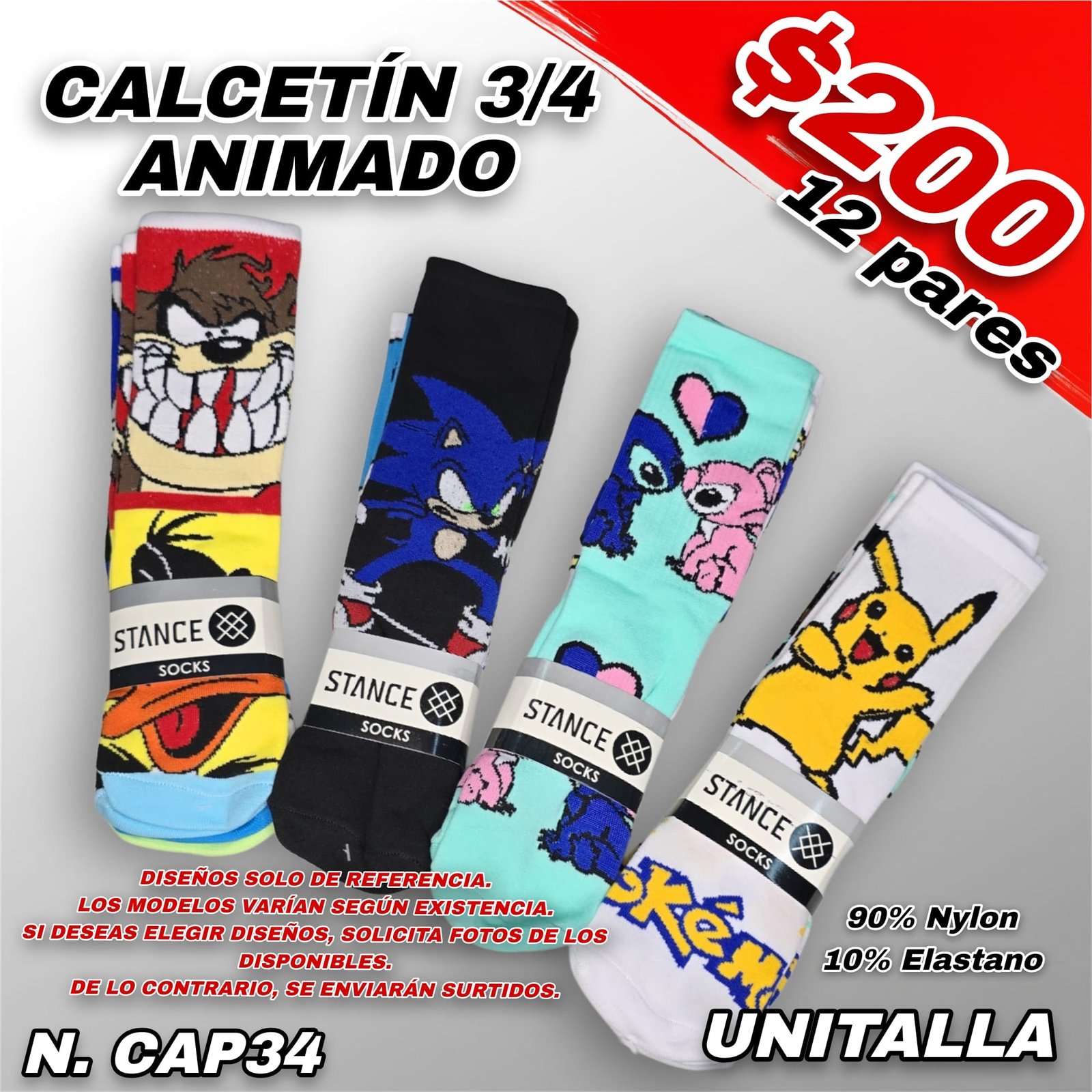 CALCETÍN ANIMADO 3/4 UNISEX