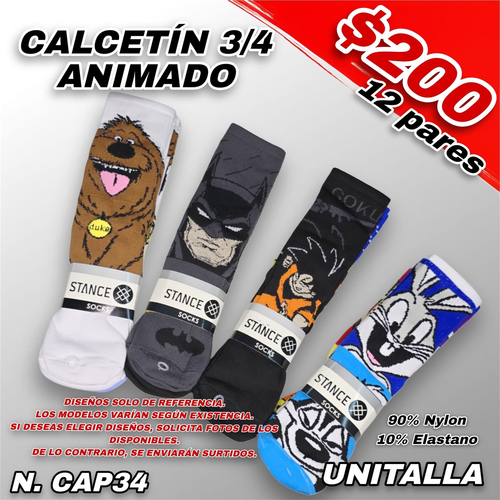 CALCETÍN ANIMADO 3/4 UNISEX - Imagen 3