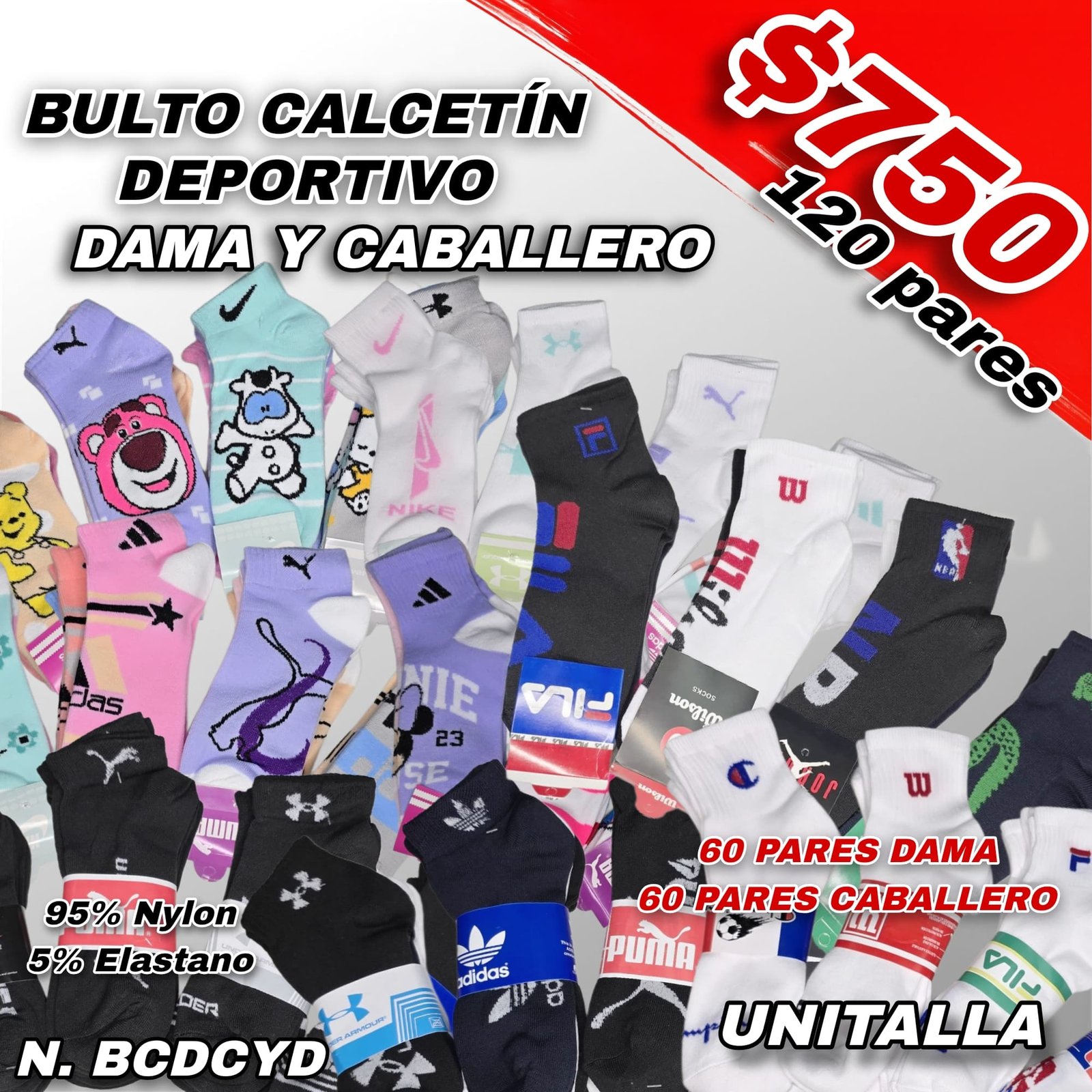 BULTO CALCETÍN DEPORTIVO DAMA Y CABALLERO
