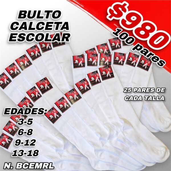BULTO CALCETA ESCOLAR BLANCA