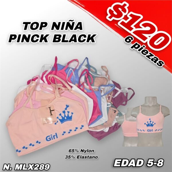 TOP NIÑA PINCK BLACK