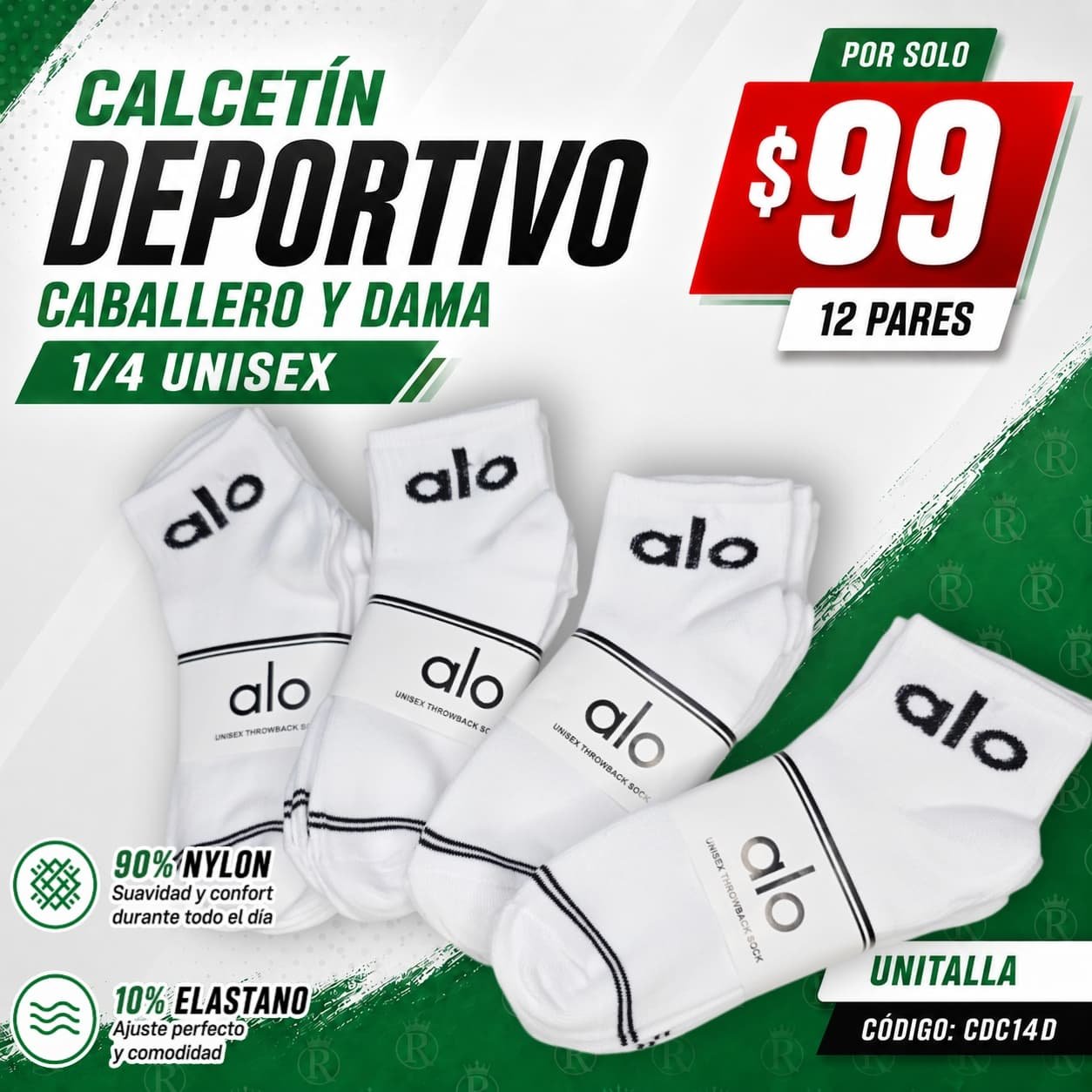 CALCETÍN 1/4 DEPORTIVO UNISEX