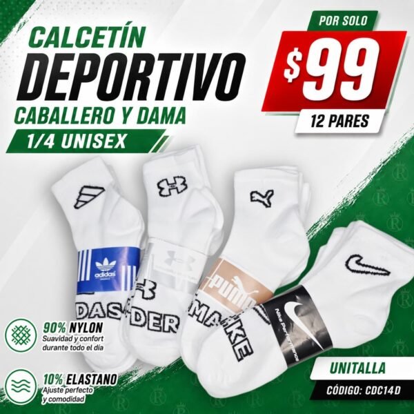 CALCETÍN 1/4 DEPORTIVO UNISEX