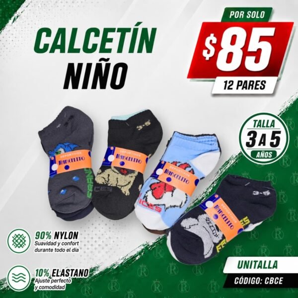CALCETÍN NIÑO ANIMADO 3-5 AÑOS