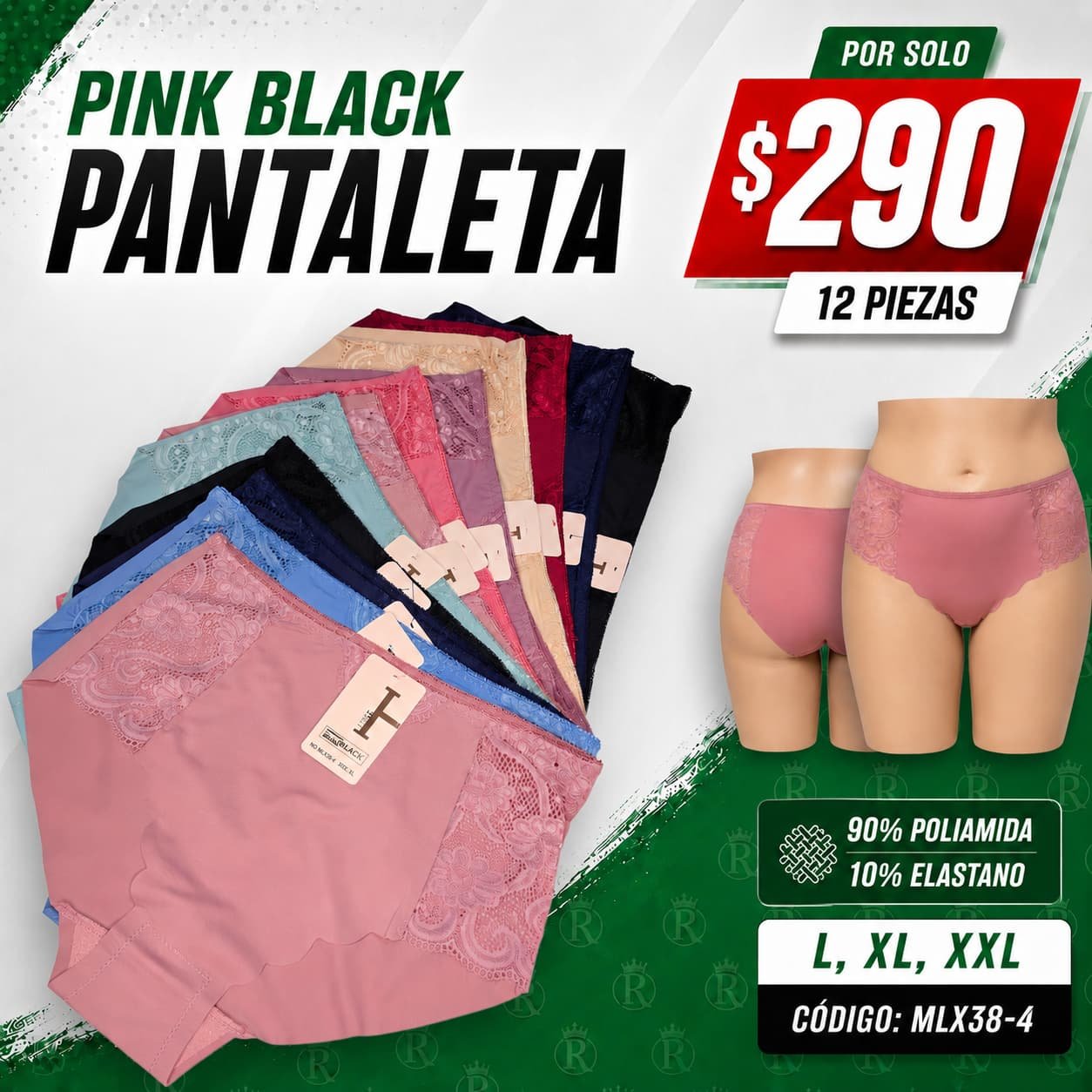PANTALETA DAMA PINK BLACK