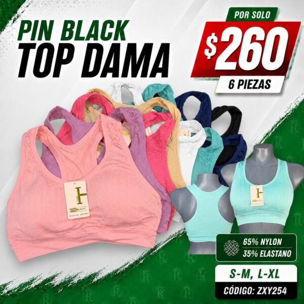 TOP DAMA PINK BLACK CRUZADO