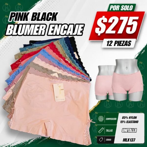 BLUMER DAMA PINK BLACK