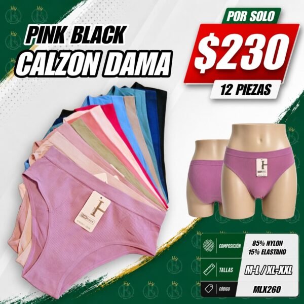 CALZÓN DAMA PINK BLACK