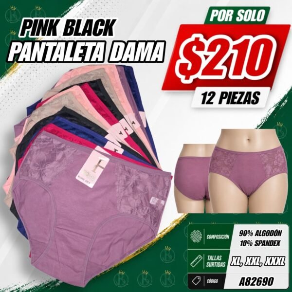 PANTALETA DAMA PINK BLACK