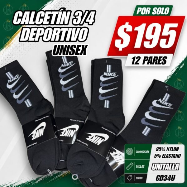CALCETÍN 3/4 DEPORTIVO UNISEX