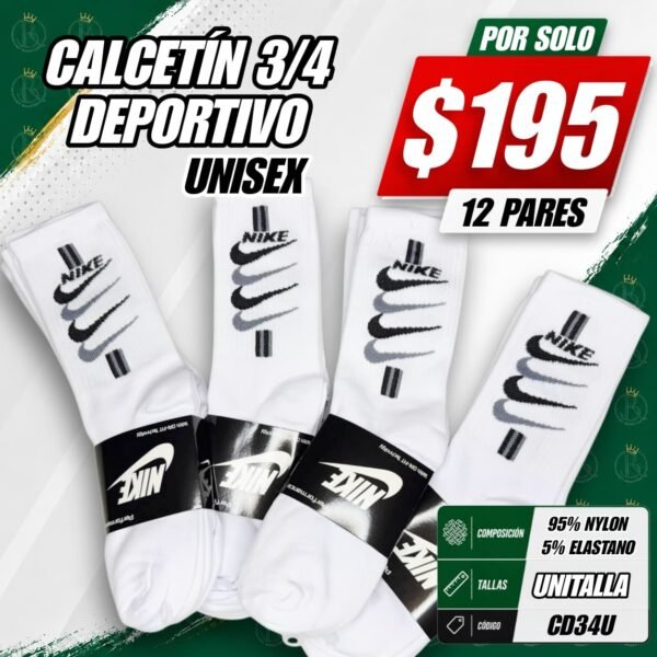 CALCETÍN 3/4 DEPORTIVO UNISEX