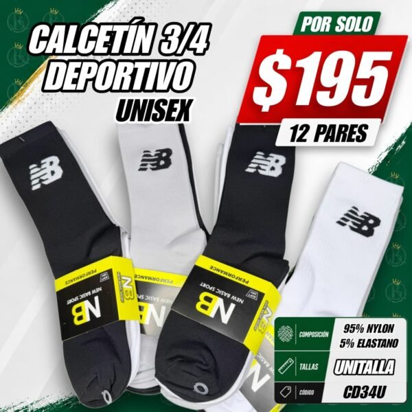 CALCETÍN 3/4 DEPORTIVO UNISEX