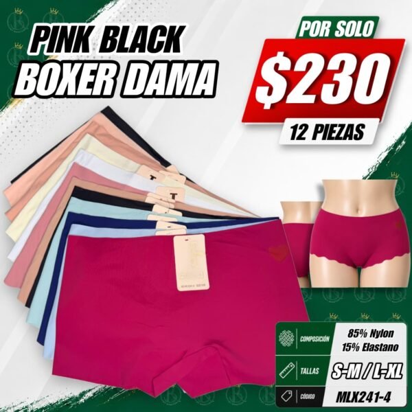 BOXER DAMA PINK BLACK