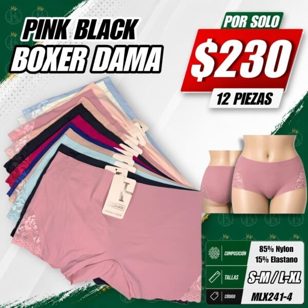 BOXER DAMA PINK BLACK
