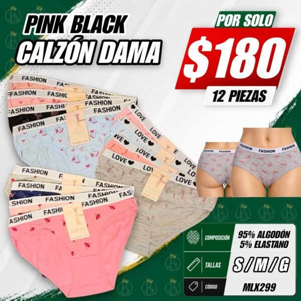 CALZÓN DAMA PINK BLACK